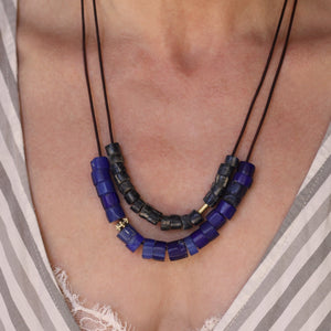 A Blue Antique Glass Bead Necklace