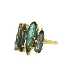 A Sea Green Tourmaline Ziggurat Ring