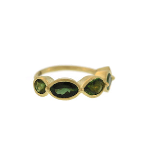 A Five Stone Green Tourmaline Ring