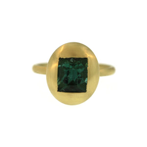 A Teal Green Tourmaline Lozenge Ring