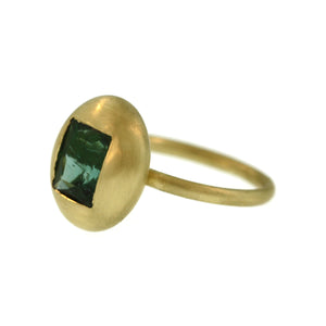 A Teal Green Tourmaline Lozenge Ring