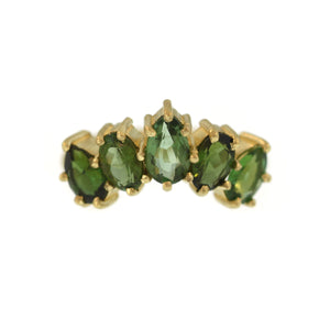 A Green Tourmaline Crown of Leaves Ring