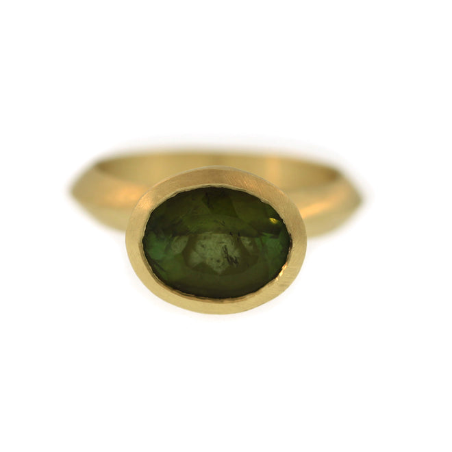 A Molded Green Oval Tourmaline Ring - 10th Anniversary Edition