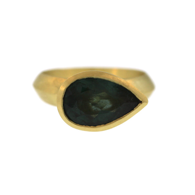 A Molded Teal Pear Shaped Tourmaline Ring - 10th Anniversary Edition