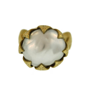 A Baroque Pearl Lotus Leaf Ring