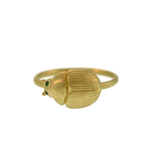 A Scarab Ring with Emerald Eyes