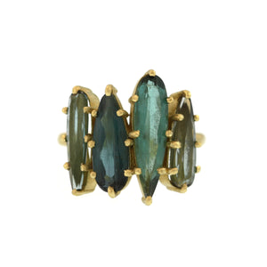 A Sea Green Tourmaline Ziggurat Ring