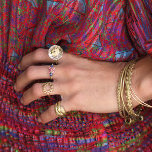 An Antique Quartz + Sapphire Flower Ring