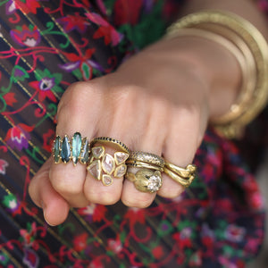 A Sea Green Tourmaline Ziggurat Ring