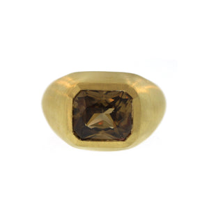 A Natural Golden Green Zircon Queen's Ring
