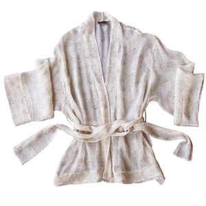 Aurora Short Kimono Robe in Dulwich Park Liberty Print Silk Crinkle Chiffon