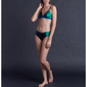 Adele Soft Bralette in Emerald & Tanzanite Stretch Silk Charmeuse