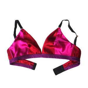 Adele Soft Bralette in Ruby, Rubellite & Pink Tourmaline Stretch Silk Charmeuse