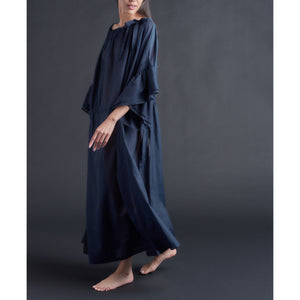 Alba Caftan in Sapphire Silk Cotton Voile