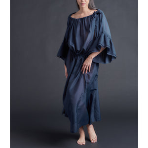 Alba Caftan in Sapphire Silk Cotton Voile