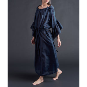 Alba Caftan in Sapphire Silk Cotton Voile