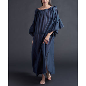 Alba Caftan in Sapphire Silk Cotton Voile