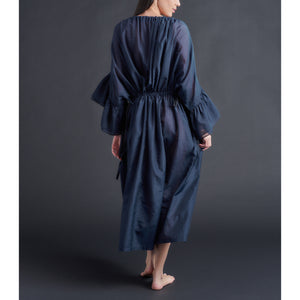 Alba Caftan in Sapphire Silk Cotton Voile