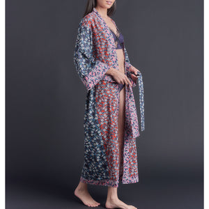 Asteria Kimono Robe in Combination Cedric Liberty of London Print Cotton Poplin