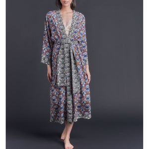 Asteria Kimono Robe in Liberty of London Mountain Primrose Silk Crepe De Chine