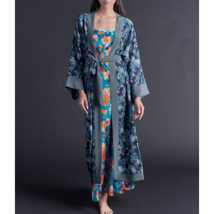 Asteria Kimono Robe in Osterley Liberty of London Print Silk Crepe De Chine