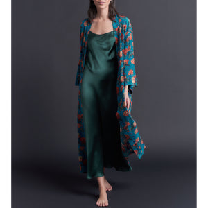 Juno Silk Charmeuse Slip Dress in Forest Green