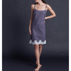 Athena Slip Dress in Italian Purple Plaid Cotton