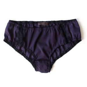 Hera Brief in Aubergine Stretch Silk Charmeuse