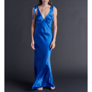 Ava Silk Charmeuse Slip Dress in Tanzanite