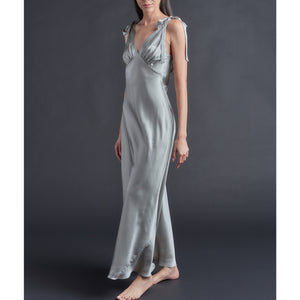 Ava Silk Charmeuse Slip Dress in Platinum