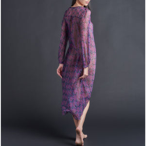 Long Bast Sleep Shirt in Liberty Print Daydream Silk Crinkle Chiffon