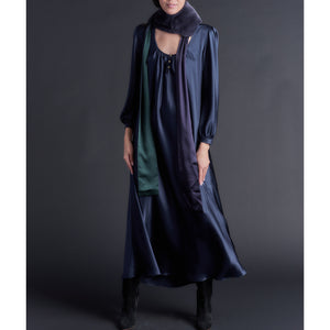 Long Bast Sleep Shirt in Sapphire Silk Charmeuse