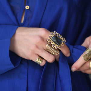 The Labradorite and Sapphire Frame Ring