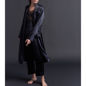 Claudette Robe in Black Silk Charmeuse