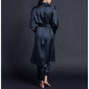 Claudette Robe in Sapphire Silk Charmeuse