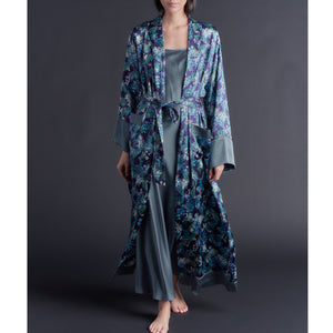 Long Claudette Robe in Osterley Liberty Print Silk Satin