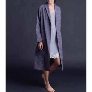 Claudette Robe in Italian Cotton Purple Plaid