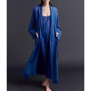 Thea Paneled Slip Dress in Tanzanite Silk Cotton Voile