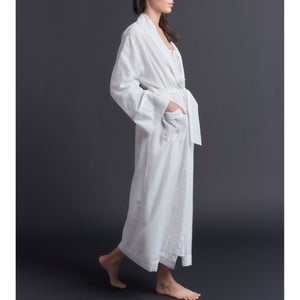 Long Claudette Robe in Pearl Silk Cotton Voile