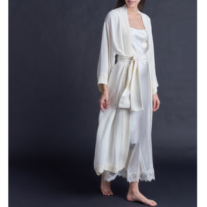 Asteria Kimono Robe in Pearl Silk Crepe