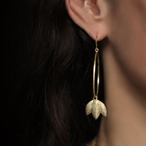 Diamond Stripe Lotus Leaf Hoop Earrings