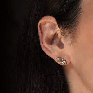 Triple Grey Diamond Stud Earrings