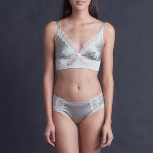 Gaia Bralette in White Gold Stretch Silk Charmeuse