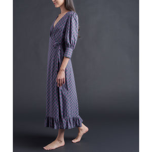 Hestia Wrap Dress in Plaid Italian Cotton