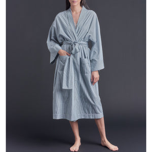 Hydros Unisex Cotton Spa Robe - Blue + Green Check