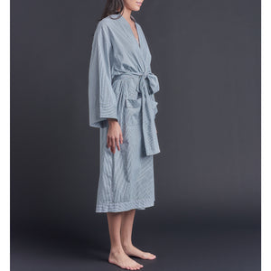 Hydros Unisex Cotton Spa Robe - Blue + Green Check