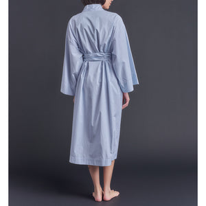 Hydros Unisex Cotton Spa Robe - Blue Micro-Check