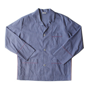 Hyperion Pajama Shirt in Blue Micro Check Italian Cotton