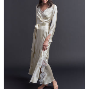 Iris Wrap Robe in Topaz Silk Charmeuse