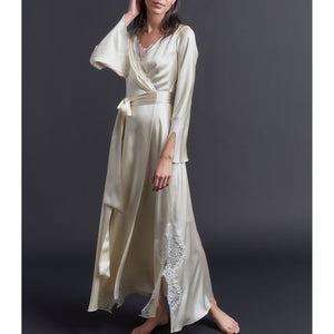 Iris Wrap Robe in Topaz Silk Charmeuse